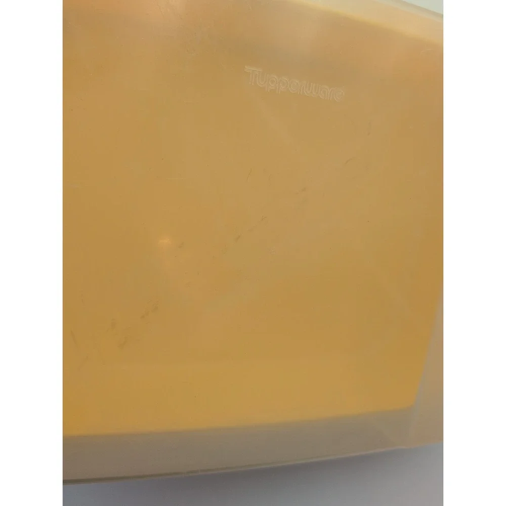 Tupperware 2242D-4 Clear Hinged Lid Yellow Box Container  11x7x4 Storz-a-lot